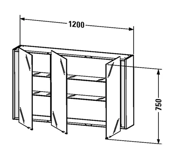 Duravit Ketho 1200 X 750mm 3 Door Mirror Cabinet 5 Duravit Ketho 1200 X 750mm 3 Door Mirror Cabinet - Image 3