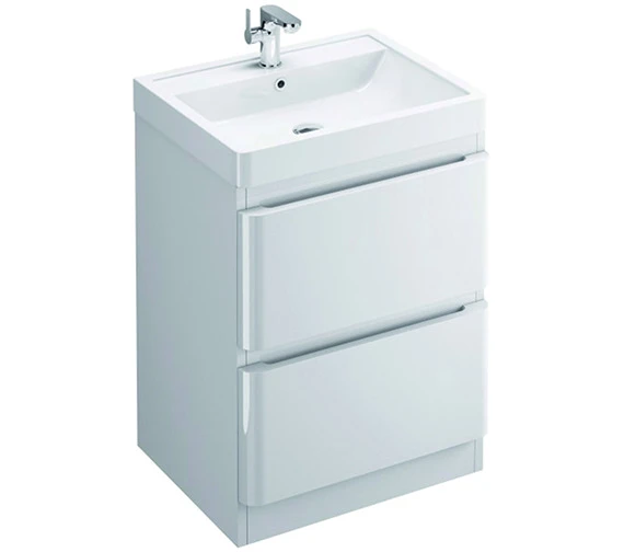 IMEX Flite White 600mm Double Drawer Floor Standing Unit And Basin 4 IMEX Flite White 600mm Double Drawer Floor Standing Unit And Basin - Image 2