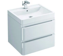 IMEX Flite White Wall Hung Double Drawer Unit And Basin 600mm