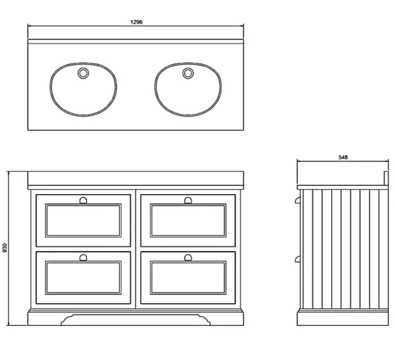 Burlington 1300mm Matt White 4 Drawer Floor Standing Unit 4 Burlington 1300mm Matt White 4 Drawer Floor Standing Unit - Image 2