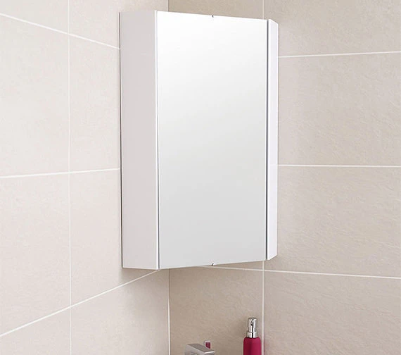 Nuie Mayford High Gloss White 459mm Corner Mirror Cabinet 3 Nuie Mayford High Gloss White 459mm Corner Mirror Cabinet