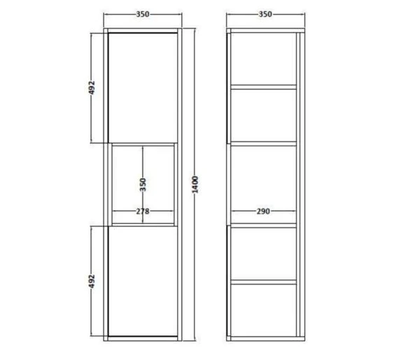 Hudson Reed Coast 350 X 1400mm Tall Boy Unit With Open Shelf 5 Hudson Reed Coast 350 X 1400mm Tall Boy Unit With Open Shelf - Image 3