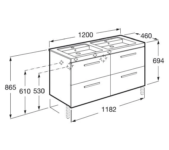 Roca Prisma Unik 1200 X 694mm Textured Ash 4-Drawer Base Unit With Basin 5 Roca Prisma Unik 1200 X 694mm Textured Ash 4-Drawer Base Unit With Basin - Image 3