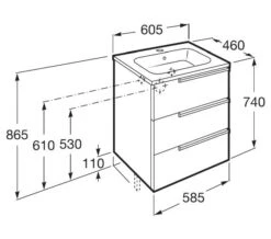 Roca Victoria-N Unik Luxurious 3-Drawer Wall Hung Unit 600mm With Basin -Burlington Shop M 2017 3 18 10 4 43 736