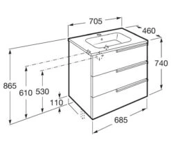 Roca Victoria-N Unik Luxurious 3-Drawer Wall Hung Unit 600mm With Basin -Burlington Shop M 2017 3 18 7 25 2 532