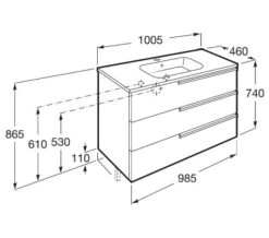 Roca Victoria-N Unik Luxurious 3-Drawer Wall Hung Unit 600mm With Basin -Burlington Shop M 2017 3 20 6 24 1 184