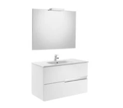 Roca Victoria-N Gloss White 800 X 565mm Vanity Unit Pack With Mirror And Spotlight