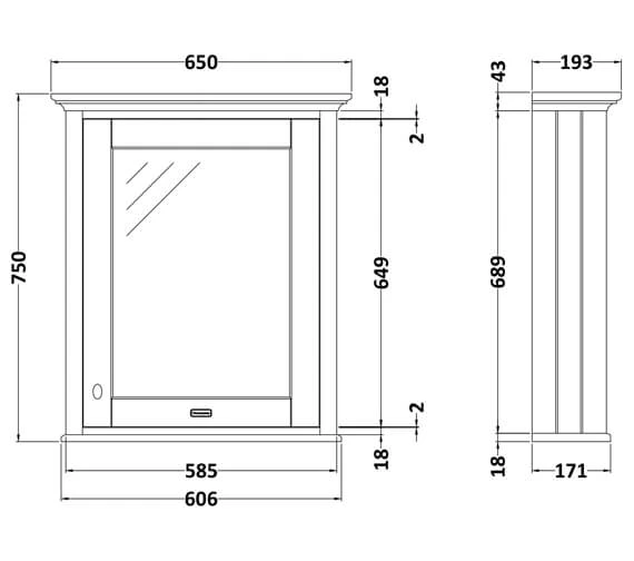 Hudson Reed Old London 600mm Single Door Mirror Cabinet 5 Hudson Reed Old London 600mm Single Door Mirror Cabinet - Image 3