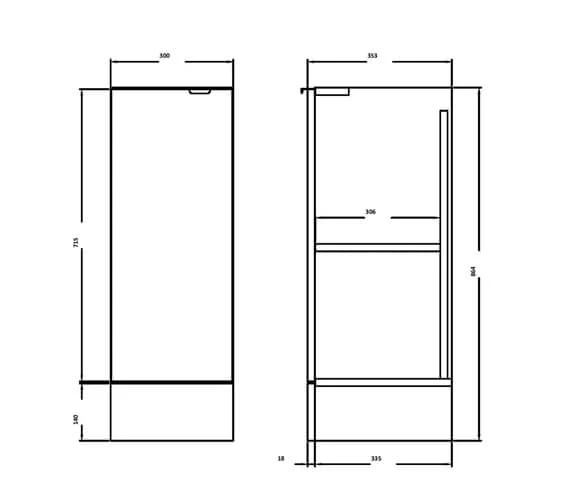 Hudson Reed Fusion Full Depth 300 X 355mm Single Door Base Unit 5 Hudson Reed Fusion Full Depth 300 X 355mm Single Door Base Unit - Image 3