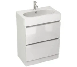 IMEX Echo 600mm Double Drawer Floor Standing Unit And Basin White Gloss