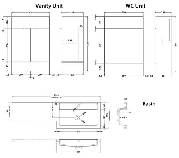 Hudson Reed Fusion 1200mm Full Depth Furniture Pack - Vanity And WC Unit With Basin 5 Hudson Reed Fusion 1200mm Full Depth Furniture Pack - Vanity And WC Unit With Basin - Image 3