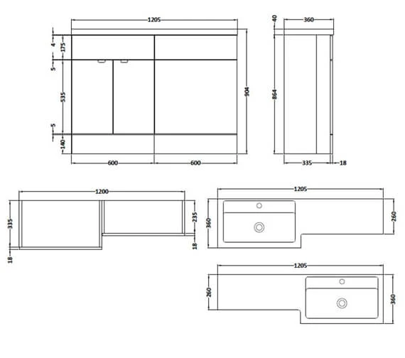 Hudson Reed Fusion 1200mm Full Depth Furniture Pack - Vanity And WC Unit With Basin 4 Hudson Reed Fusion 1200mm Full Depth Furniture Pack - Vanity And WC Unit With Basin - Image 2