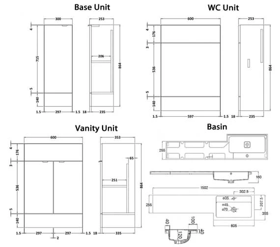 Hudson Reed Fusion 1500mm Furniture Pack - Vanity Unit-Base Unit-WC Unit And Basin 5 Hudson Reed Fusion 1500mm Furniture Pack - Vanity Unit-Base Unit-WC Unit And Basin - Image 3