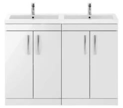 Nuie Athena 1200mm Wide Floor Standing 4 Door Cabinet And Double Basin