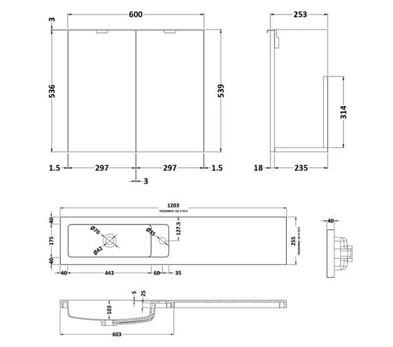 Hudson Reed Fusion 1200mm Wall Hung 4 Door Slimline Vanity Unit And Basin 12 Hudson Reed Fusion 1200mm Wall Hung 4 Door Slimline Vanity Unit And Basin - Image 10