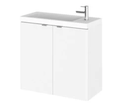 Hudson Reed Fusion 600mm Wall Hung 2 Door Slimline Vanity Unit And Basin