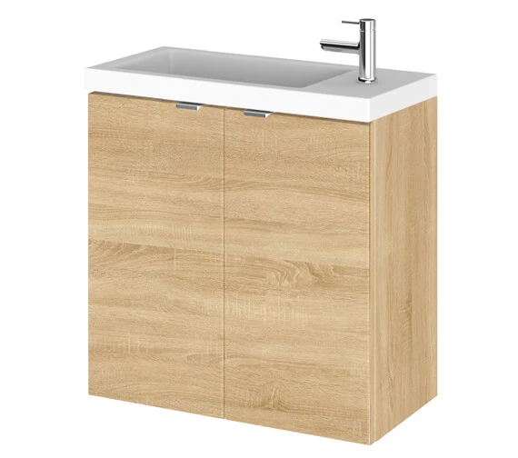 Hudson Reed Fusion 500mm Wall Hung 2 Door Slimline Vanity Unit And Basin 6 Hudson Reed Fusion 500mm Wall Hung 2 Door Slimline Vanity Unit And Basin - Image 4