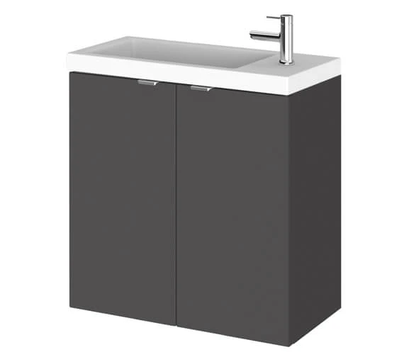 Hudson Reed Fusion 500mm Wall Hung 2 Door Slimline Vanity Unit And Basin 10 Hudson Reed Fusion 500mm Wall Hung 2 Door Slimline Vanity Unit And Basin - Image 8