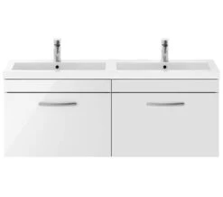 Nuie Athena 1205 X 390mm Wall Hung 2 Drawer Cabinet And Double Basin