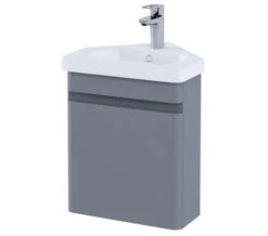 RAK Resort Wall Hung 450mm Wide Corner Matt White Vanity Unit With Basin -Burlington Shop M700 2020 6 20 11 16 8 621