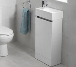 IMEX Echo White Gloss 400 X 220mm Single Door Floor Standing Unit And Basin