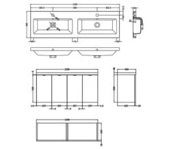 Hudson Reed Fusion 1200mm Wall Hung Full Depth 4 Door Vanity Unit And Basin -Burlington Shop M700 2021 3 10 7 8 44 520