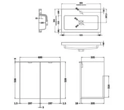 Hudson Reed Fusion Wall Hung Full Depth 2 Door Vanity Unit And Basin -Burlington Shop M700 2021 3 6 8 57 1 803