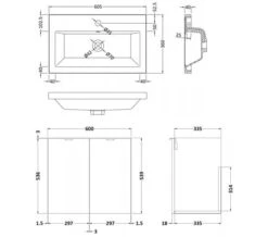 Hudson Reed Fusion Wall Hung Full Depth 2 Door Vanity Unit And Basin -Burlington Shop M700 2021 3 6 9 0 7 835
