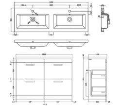 Nuie Athena 1200mm Wide Floor Standing 4 Drawer Cabinet And Double Basin -Burlington Shop M700 2021 3 8 6 14 28 642