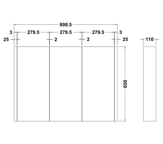 Nuie Eden 898mm X 650mm High Gloss White 3 Door Mirror Cabinet 5 Nuie Eden 898mm X 650mm High Gloss White 3 Door Mirror Cabinet - Image 3