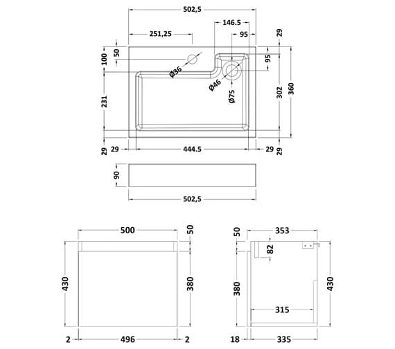 Nuie Merit Full Depth 505 X 360mm Single Door Vanity Unit And Basin 5 Nuie Merit Full Depth 505 X 360mm Single Door Vanity Unit And Basin - Image 3