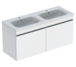 Geberit Renova Plan 1300 X 480mm Double Drawer Vanity Unit And Slim Basin
