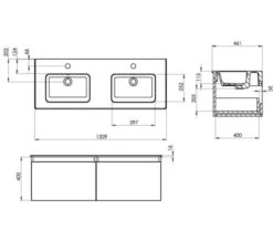 Saneux Uni Two Drawer Wall Hung Unit -Burlington Shop M700 2021 8 9 14 11 45 93