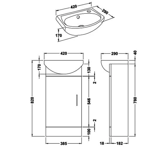 Nuie Mayford 420 X 290mm Floor Standing White Cabinet And Basin 5 Nuie Mayford 420 X 290mm Floor Standing White Cabinet And Basin - Image 3