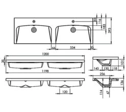 Roper Rhodes Scheme 1202 X 388mm Wall Mounted Double Basin Vanity Unit -Burlington Shop M700 2022 11 4 12 26 39 34