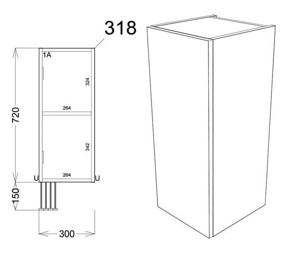 Joseph Miles Twain 300mm Wide 1 Door Floor Standing Base Unit 5 Joseph Miles Twain 300mm Wide 1 Door Floor Standing Base Unit - Image 3
