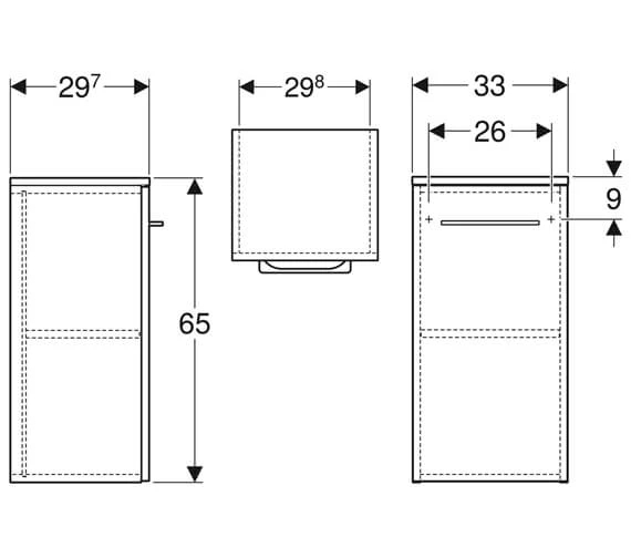 Geberit Selnova Square 330 X 650mm Single Door Side Cabinet 4 Geberit Selnova Square 330 X 650mm Single Door Side Cabinet - Image 2