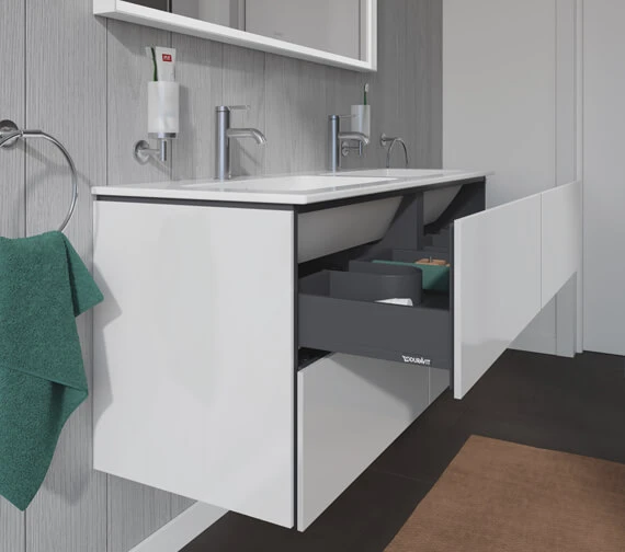 Duravit L-Cube 1290mm Wide 4 Drawers Wall Mounted Vanity Unit For Me-By-Starck Basin 7 Duravit L-Cube 1290mm Wide 4 Drawers Wall Mounted Vanity Unit For Me-By-Starck Basin - Image 5