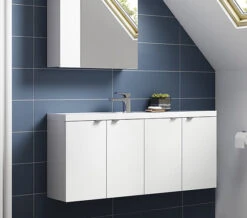 Hudson Reed Fusion 1200mm Wall Hung 4 Door Slimline Vanity Unit And Basin
