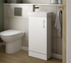 Essential Alaska 405mm White 1 Door Floor Standing Cloakroom Unit With Basin