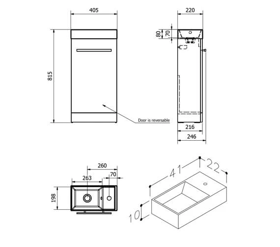Kartell K-Vit Purity Floor Standing 400mm Cloakroom Vanity Unit With Basin 4 Kartell K-Vit Purity Floor Standing 400mm Cloakroom Vanity Unit With Basin - Image 2