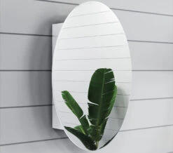 Croydex Tay Stainless Steel Oval Door Mirror Cabinet