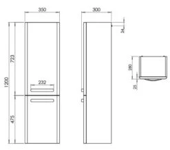 Tavistock Compass 350 X 1200mm Two Door Wall Hung Storage Column Unit -Burlington Shop M700 2022 8 16 10 3 24 404