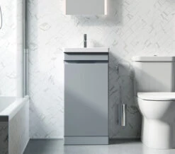 Saneux Air One Door Floor Standing 400mm Unit With Basin And Waste Trap