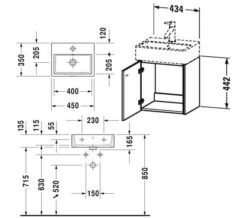 Duravit Brioso Wall Mounted 434mm Wide 1 Door Vanity Unit For Vero Air Basin -Burlington Shop M700 2022 8 3 7 50 18 487