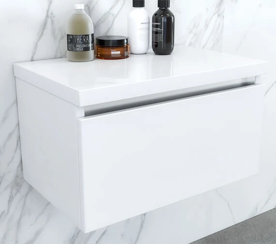 IMEX Echo 600mm Single Drawer Wall Mounted Unit And Worktop Gloss White - EC60WMWG 3 IMEX Echo 600mm Single Drawer Wall Mounted Unit And Worktop Gloss White - EC60WMWG
