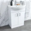 Nuie Mayford Two Door Floor Standing Gloss White Vanity And Basin