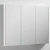 Nuie Eden 898mm X 650mm High Gloss White 3 Door Mirror Cabinet