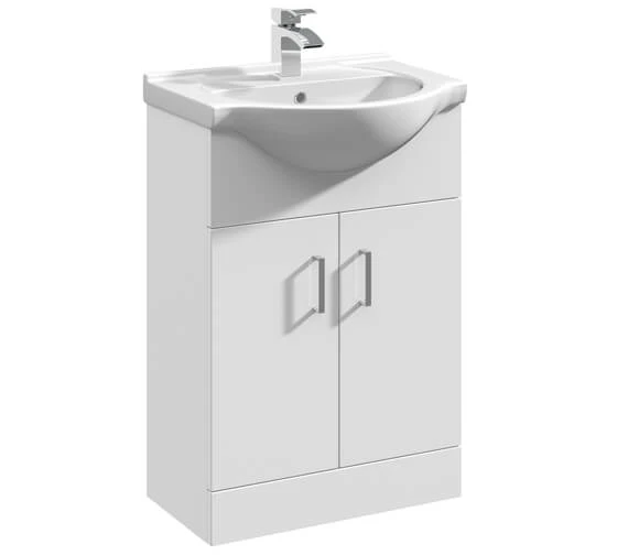 Nuie Mayford Two Door Floor Standing Gloss White Vanity And Basin 4 Nuie Mayford Two Door Floor Standing Gloss White Vanity And Basin - Image 2