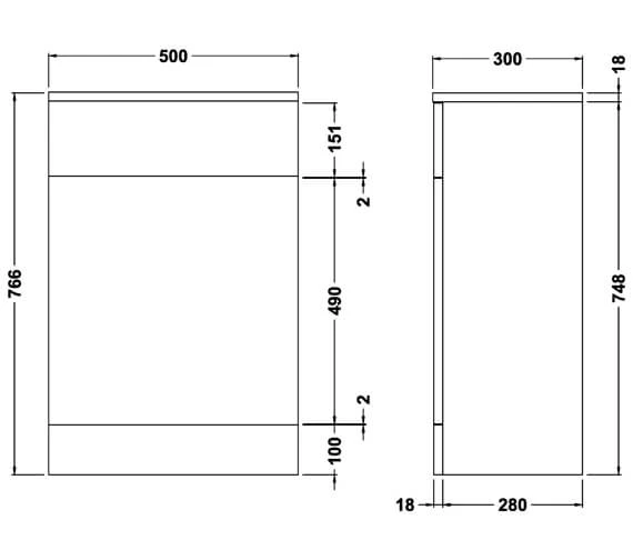 Nuie Mayford 766mm High Back-To-Wall WC Furniture Unit White 4 Nuie Mayford 766mm High Back-To-Wall WC Furniture Unit White - Image 2